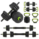 4-in-1 Adjustable Dumbbells, Barbell, Kettlebells, and Push-Up-Stand, 44 Pounds - DryoShop