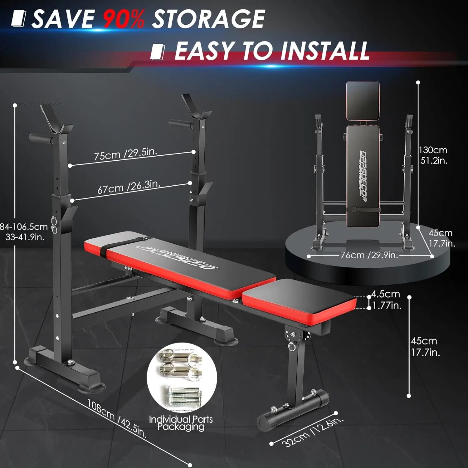 600lbs 6 in 1 Weight Bench Set with Squat Rack