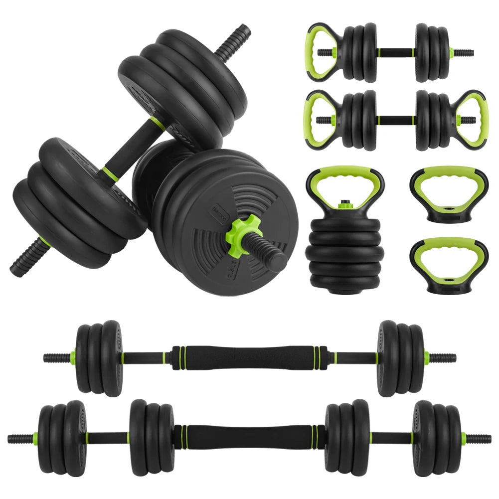 4-in-1 Adjustable Dumbbells, Barbell, Kettlebells, and Push-Up-Stand, 44 Pounds - DryoShop